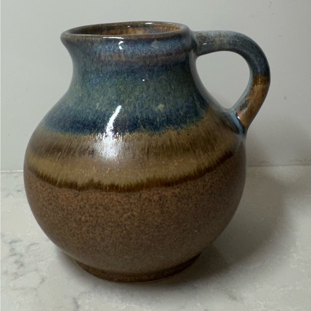 Handcrafted Ceramic Jug/Vase - Blue and Speckled Brown Glaze
